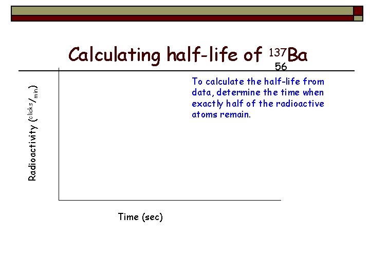 Calculating half-life of Ba 56 137 Radioactivity (clicks/min) To calculate the half-life from data,