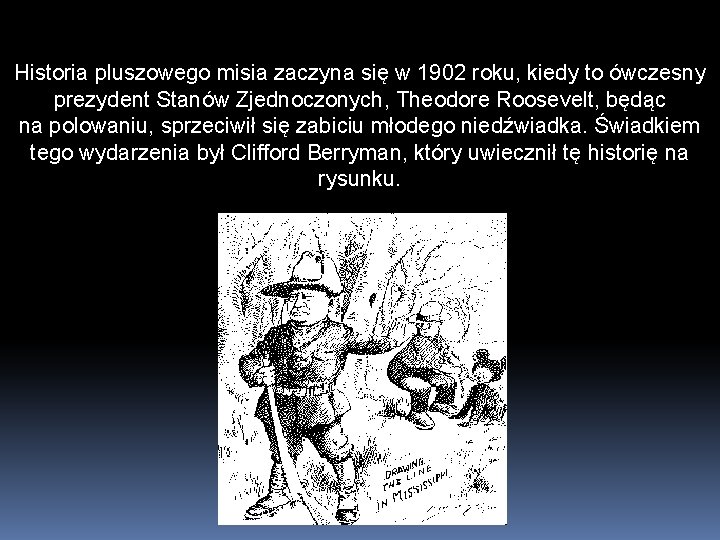 Historia pluszowego misia zaczyna się w 1902 roku, kiedy to ówczesny prezydent Stanów Zjednoczonych,