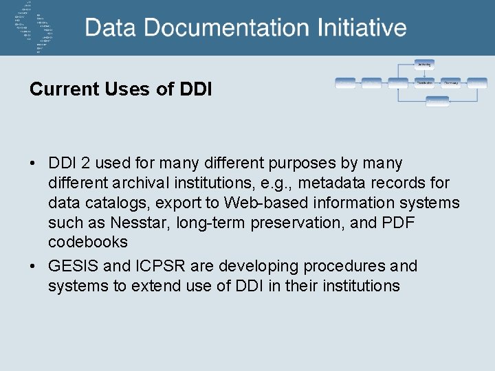 Current Uses of DDI • DDI 2 used for many different purposes by many