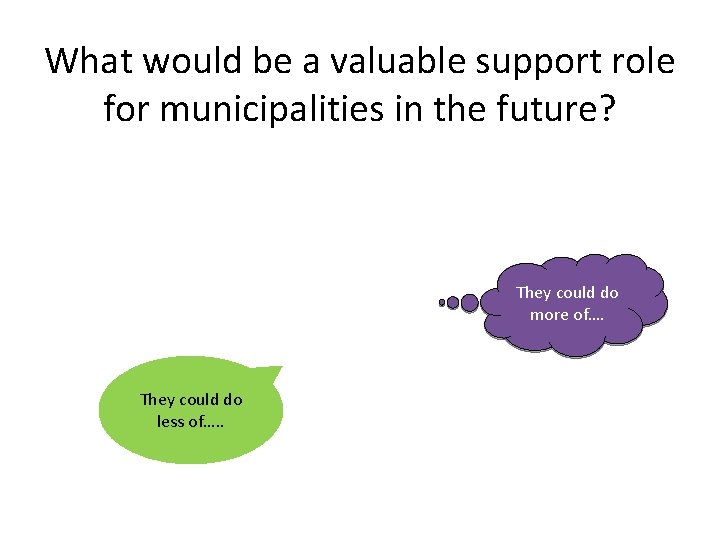 What would be a valuable support role for municipalities in the future? They could