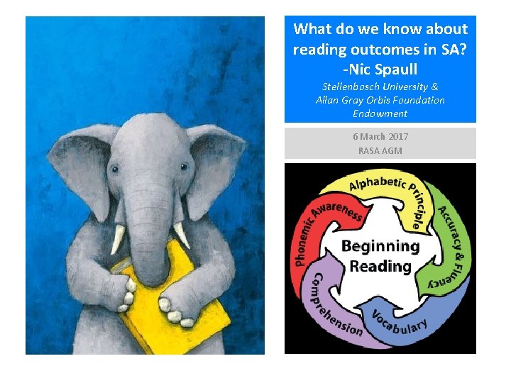 What do we know about reading outcomes in SA? -Nic Spaull Stellenbosch University &