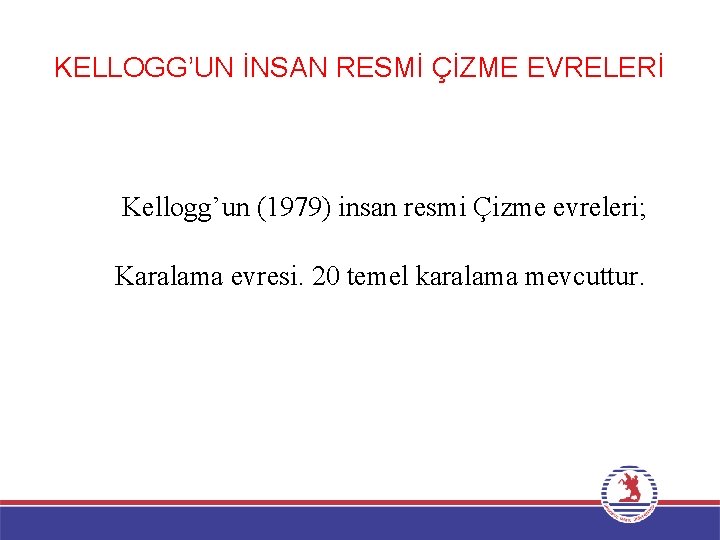 KELLOGG’UN İNSAN RESMİ ÇİZME EVRELERİ Kellogg’un (1979) insan resmi Çizme evreleri; Karalama evresi. 20