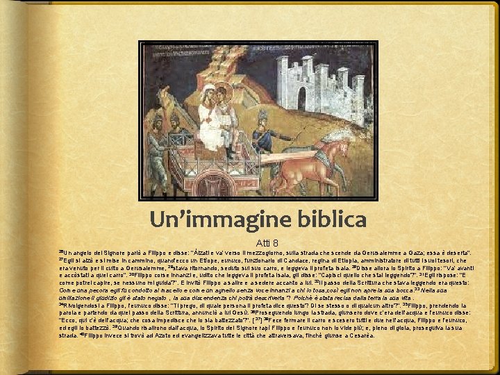 Un’immagine biblica Atti 8 26 Un angelo del Signore parlò a Filippo e disse: