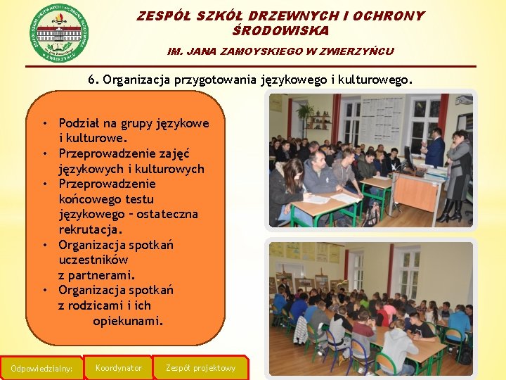 ZESPÓŁ SZKÓŁ DRZEWNYCH I OCHRONY ŚRODOWISKA IM. JANA ZAMOYSKIEGO W ZWIERZYŃCU 6. Organizacja przygotowania