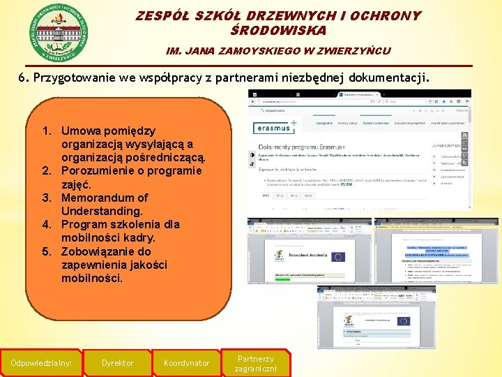 ZESPÓŁ SZKÓŁ DRZEWNYCH I OCHRONY ŚRODOWISKA IM. JANA ZAMOYSKIEGO W ZWIERZYŃCU 6. Przygotowanie we