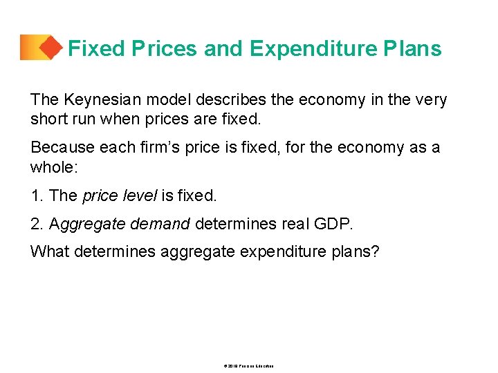 Fixed Prices and Expenditure Plans The Keynesian model describes the economy in the very