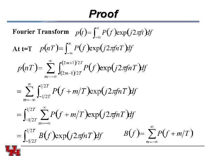 Proof Fourier Transform At t=T 