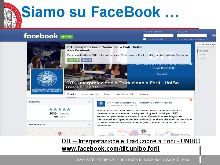 Siamo su Face. Book … DIT – Interpretazione e Traduzione a Forlì - UNIBO