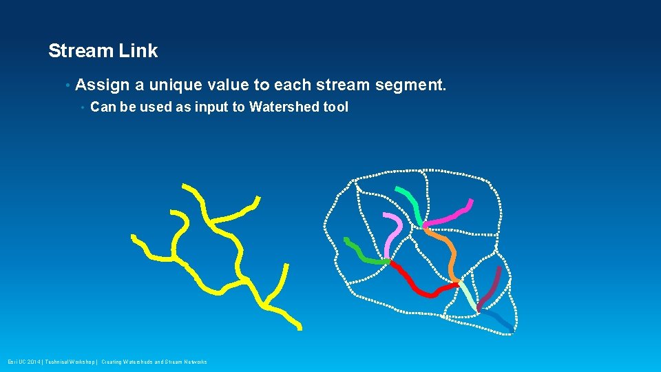 Stream Link • Assign a unique value to each stream segment. • Can be