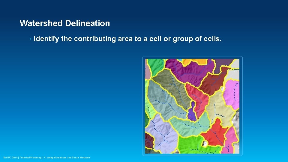 Watershed Delineation • Identify the contributing area to a cell or group of cells.