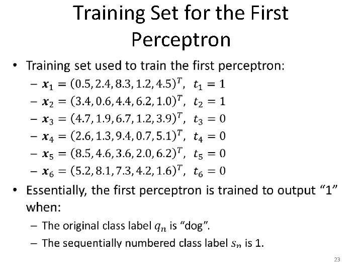 Training Set for the First Perceptron • 23 