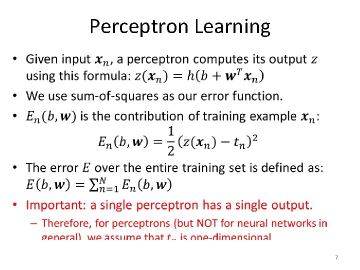 Perceptron Learning • 7 
