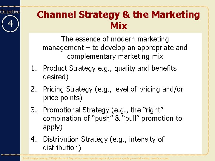 Objective 4 Channel Strategy & the Marketing Mix The essence of modern marketing management Objective 4 Channel Strategy & the Marketing Mix The essence of modern marketing management