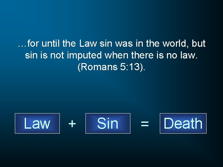 …for until the Law sin was in the world, but sin is not imputed