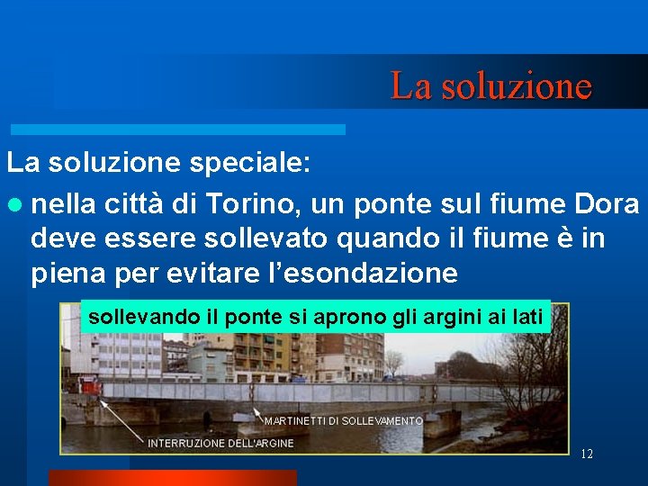 La soluzione speciale: l nella città di Torino, un ponte sul fiume Dora deve