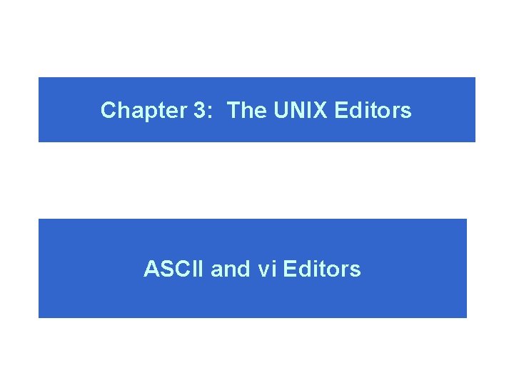 Chapter 3: The UNIX Editors ASCII and vi Editors 