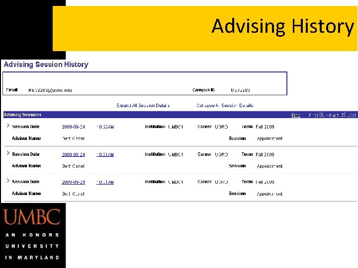 Advising History Advising History