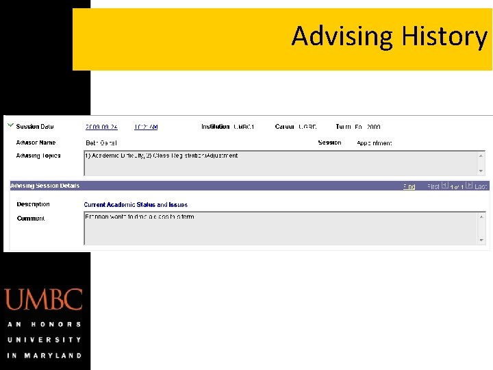 Advising History Advising History