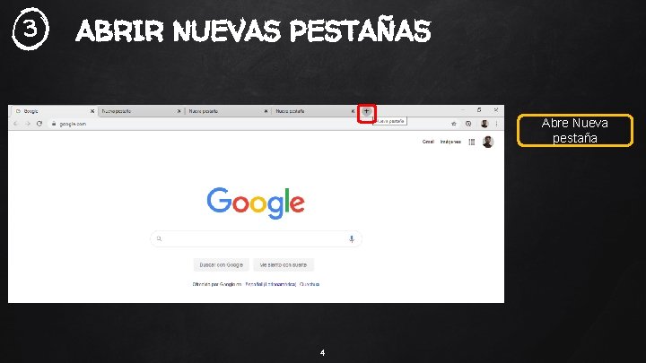 3 ABRIR NUEVAS PESTAÑAS Abre Nueva pestaña 4 