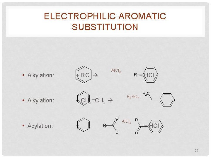 ELECTROPHILIC AROMATIC SUBSTITUTION • Alkylation: • Acylation: Al. Cl 3 + RCl + CH