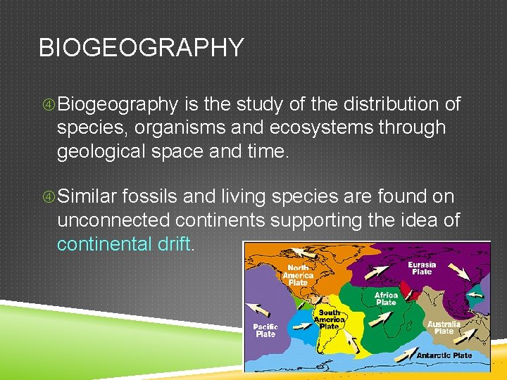 BIOGEOGRAPHY Biogeography is the study of the distribution of species, organisms and ecosystems through