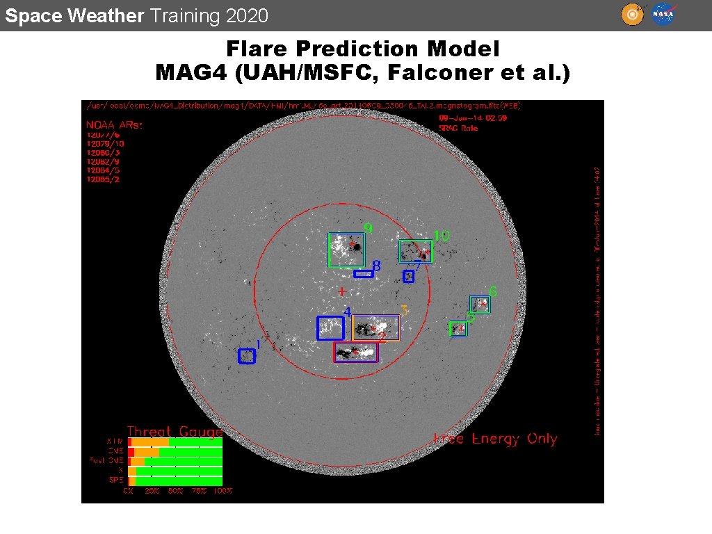Space Weather Training 2020 Flare Prediction Model MAG 4 (UAH/MSFC, Falconer et al. )