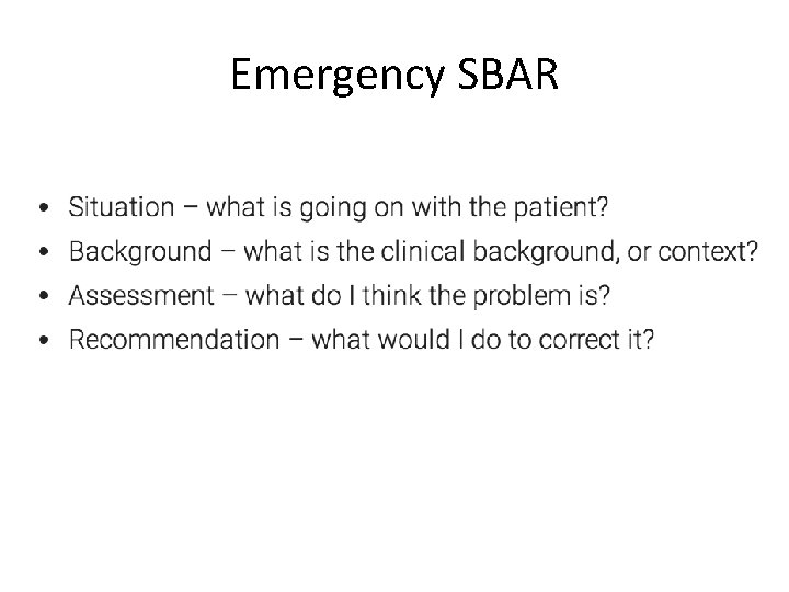 Emergency SBAR 