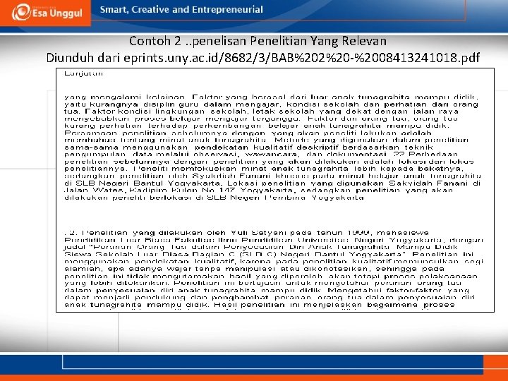 Contoh 2. . penelisan Penelitian Yang Relevan Diunduh dari eprints. uny. ac. id/8682/3/BAB%202%20 -%2008413241018.