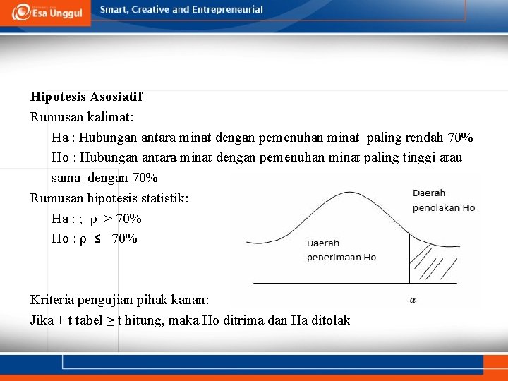 Hipotesis Asosiatif Rumusan kalimat: Ha : Hubungan antara minat dengan pemenuhan minat paling rendah