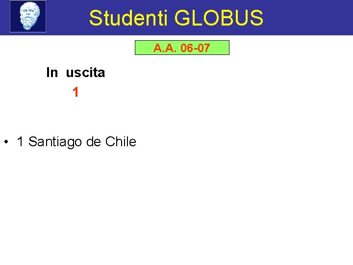 Studenti GLOBUS A. A. 06 -07 In uscita 1 • 1 Santiago de Chile