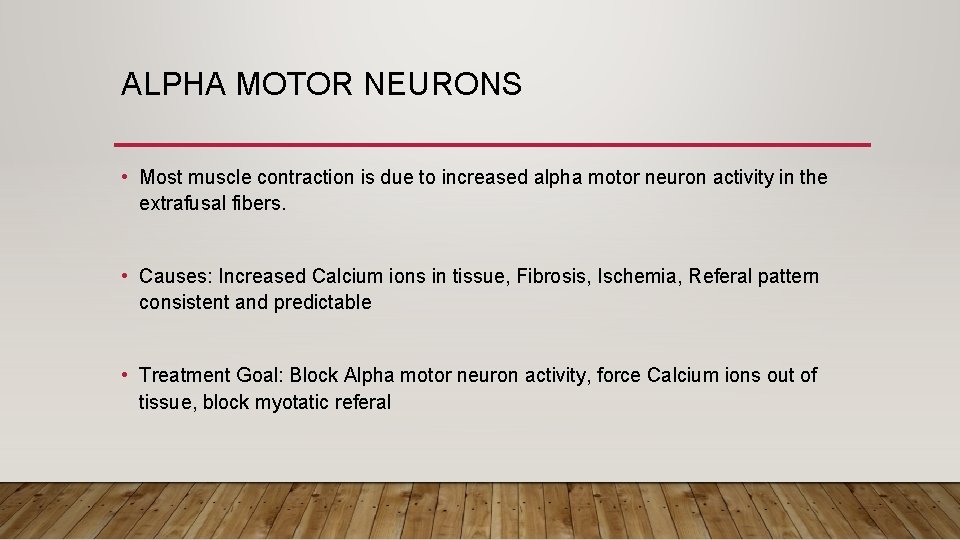 ALPHA MOTOR NEURONS • Most muscle contraction is due to increased alpha motor neuron