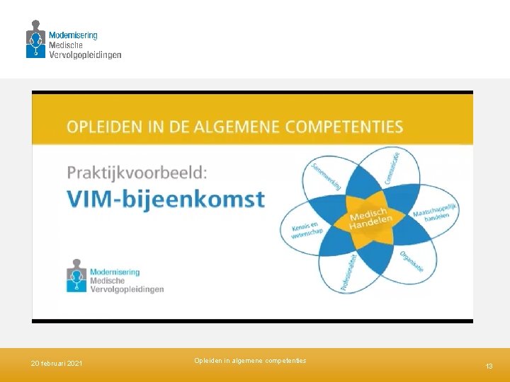 20 februari 2021 Opleiden in algemene competenties 13 