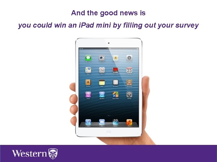 And the good news is you could win an i. Pad mini by filling