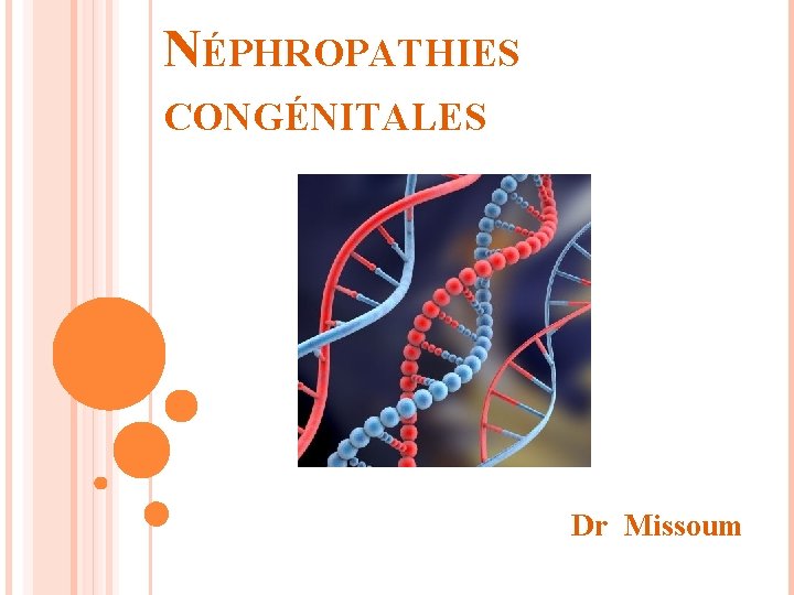 NÉPHROPATHIES CONGÉNITALES Dr Missoum 