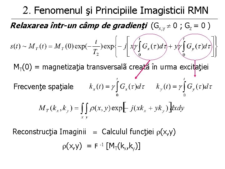 2. Fenomenul şi Principiile Imagisticii RMN Relaxarea într-un câmp de gradienţi (Gx, y 0 2. Fenomenul şi Principiile Imagisticii RMN Relaxarea într-un câmp de gradienţi (Gx, y 0