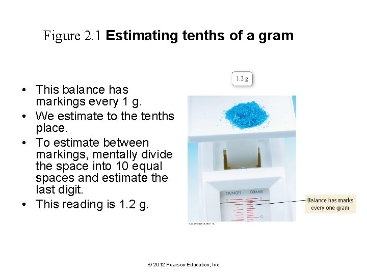 Figure 2. 1 Estimating tenths of a gram • This balance has markings every