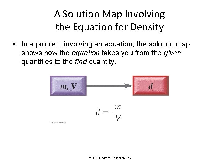 A Solution Map Involving the Equation for Density • In a problem involving an