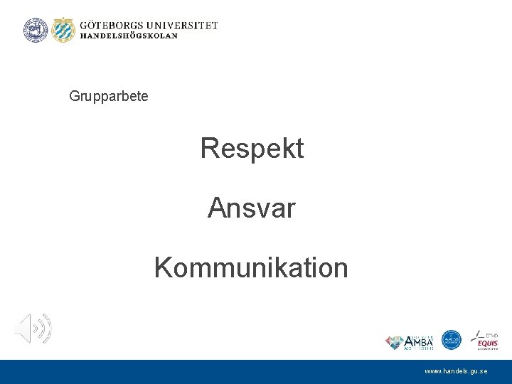 Grupparbete Respekt Ansvar Kommunikation www. handels. gu. se 