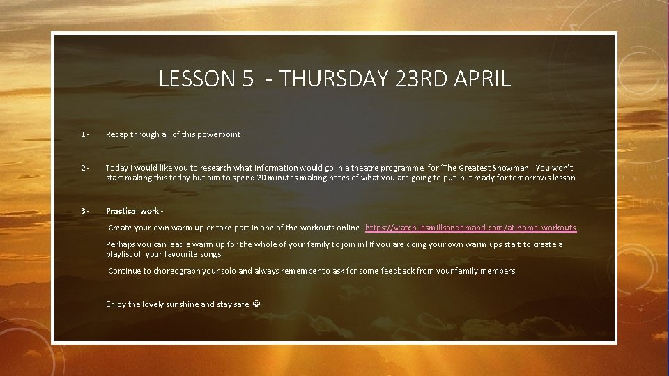 LESSON 5 - THURSDAY 23 RD APRIL 1 - Recap through all of this