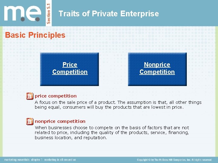 Section 5. 1 Traits of Private Enterprise Basic Principles Price Competition Nonprice Competition price