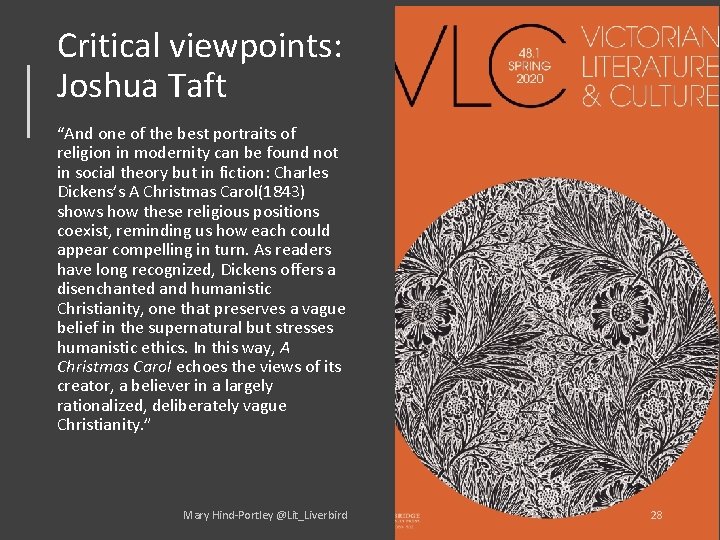 Critical viewpoints: Joshua Taft “And one of the best portraits of religion in modernity