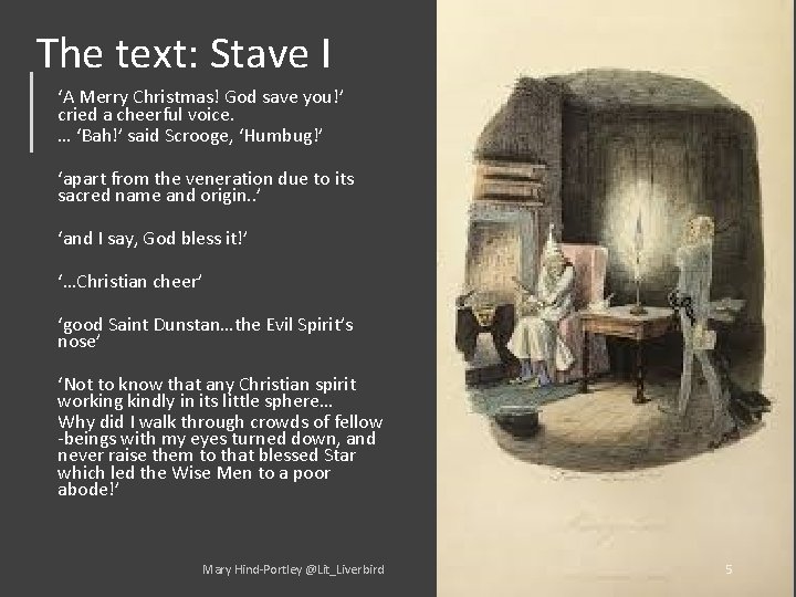 The text: Stave I ‘A Merry Christmas! God save you!’ cried a cheerful voice.