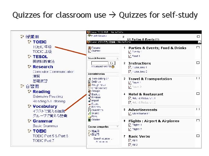 Quizzes for classroom use Quizzes for self-study 