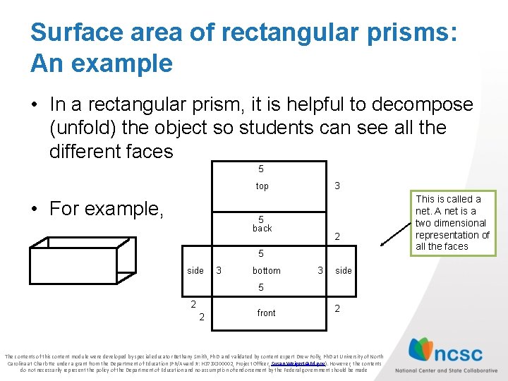 Surface area of rectangular prisms: An example • In a rectangular prism, it is Surface area of rectangular prisms: An example • In a rectangular prism, it is