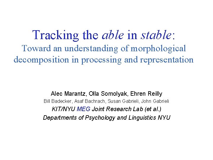 Tracking the able in stable: Toward an understanding of morphological decomposition in processing and
