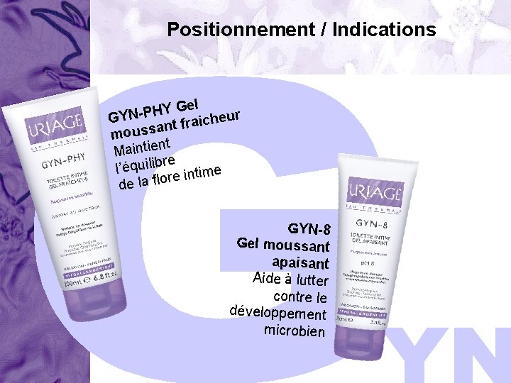 Positionnement / Indications Gel Y H P GYN heur c i a r f