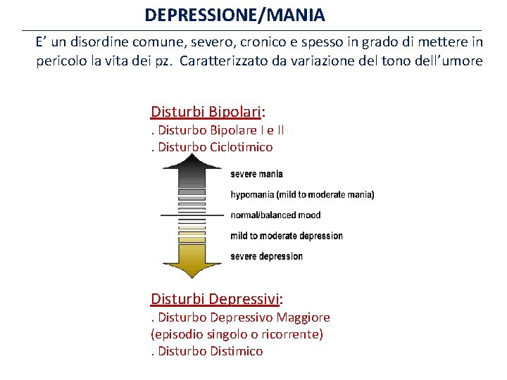 DEPRESSIONE/MANIA E’ un disordine comune, severo, cronico e spesso in grado di mettere in