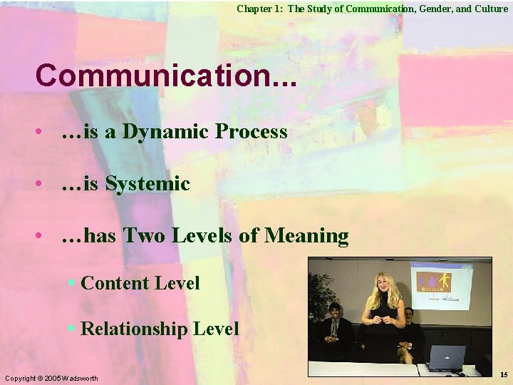 Chapter 1: The Study of Communication, Gender, and Culture Communication. . . • …is