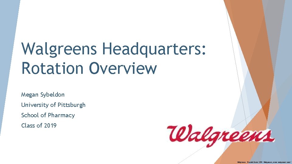 Walgreens Headquarters: Rotation Overview Megan Sybeldon University of Pittsburgh School of Pharmacy Class of