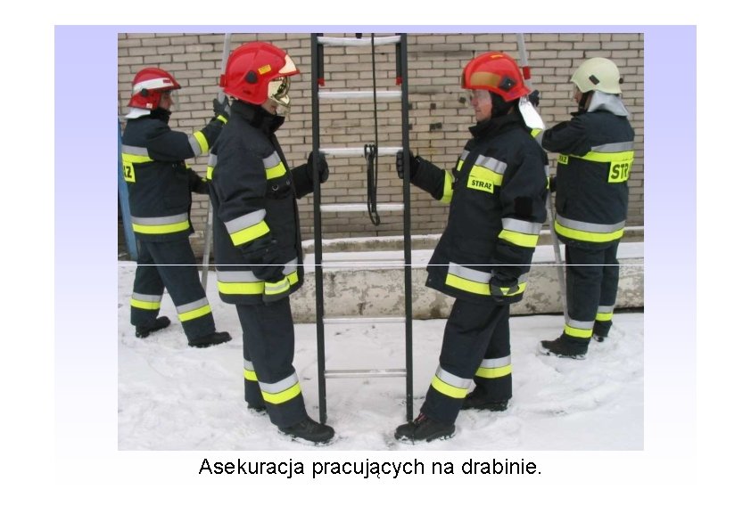 Asekuracja pracujących na drabinie. 